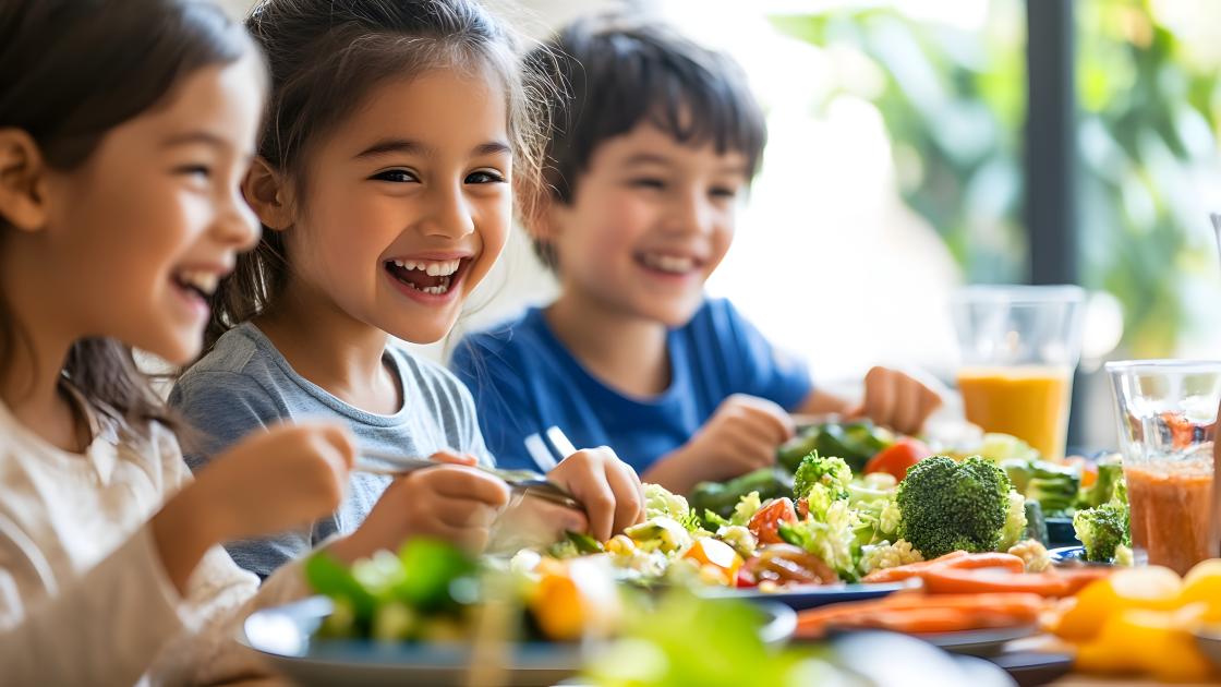 Kinder erfreuen sich am frischen Gemüse